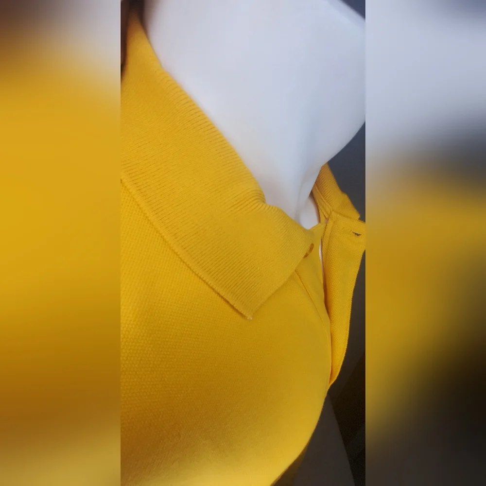 LACOSTE- Size 5/L Mens Polo Shirt- Vibrant Yellow Fabric- Classic Fit - Picture 5 of 11